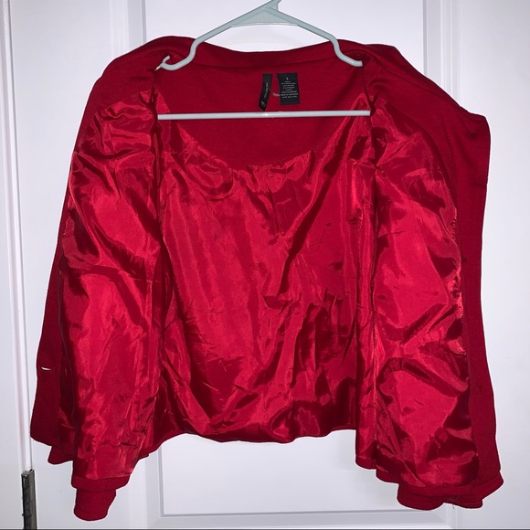 Women’s L New Directions Valentines Red Holiday Cropped 3/4 Sleeve Button Jacket - Picture 12 of 12